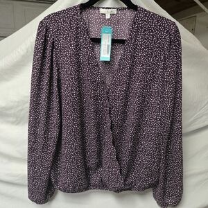 Nine Britton Plum Blouse with White Speckles
